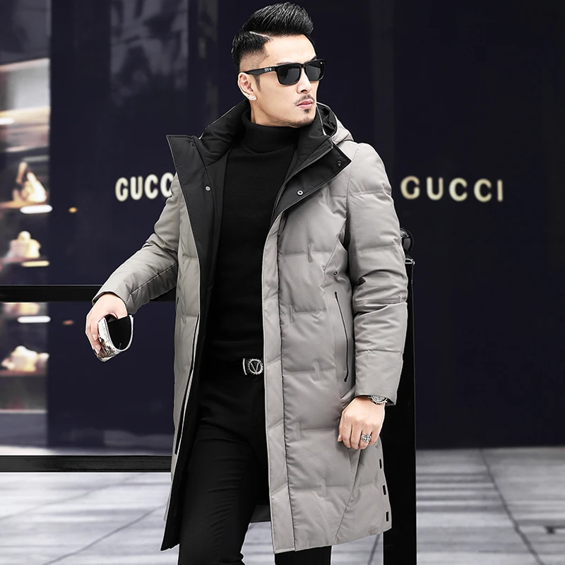 施摩瓦戈冬季羽绒服男中长款加厚保暖中年男士冬装大码外套潮男