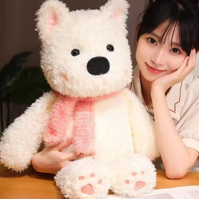 西高地小狗玩偶睡觉抱枕床上女孩布娃娃毛绒玩具抱睡公仔生日礼物