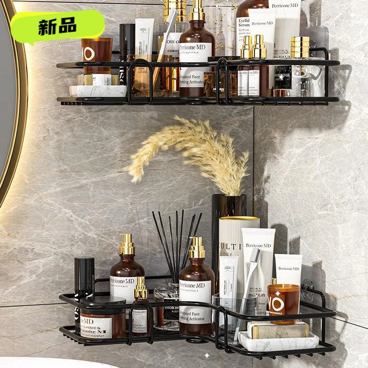 【专颖】浴室洗澡间置物架免打孔加厚加大转角收纳架壁挂式洗漱台三