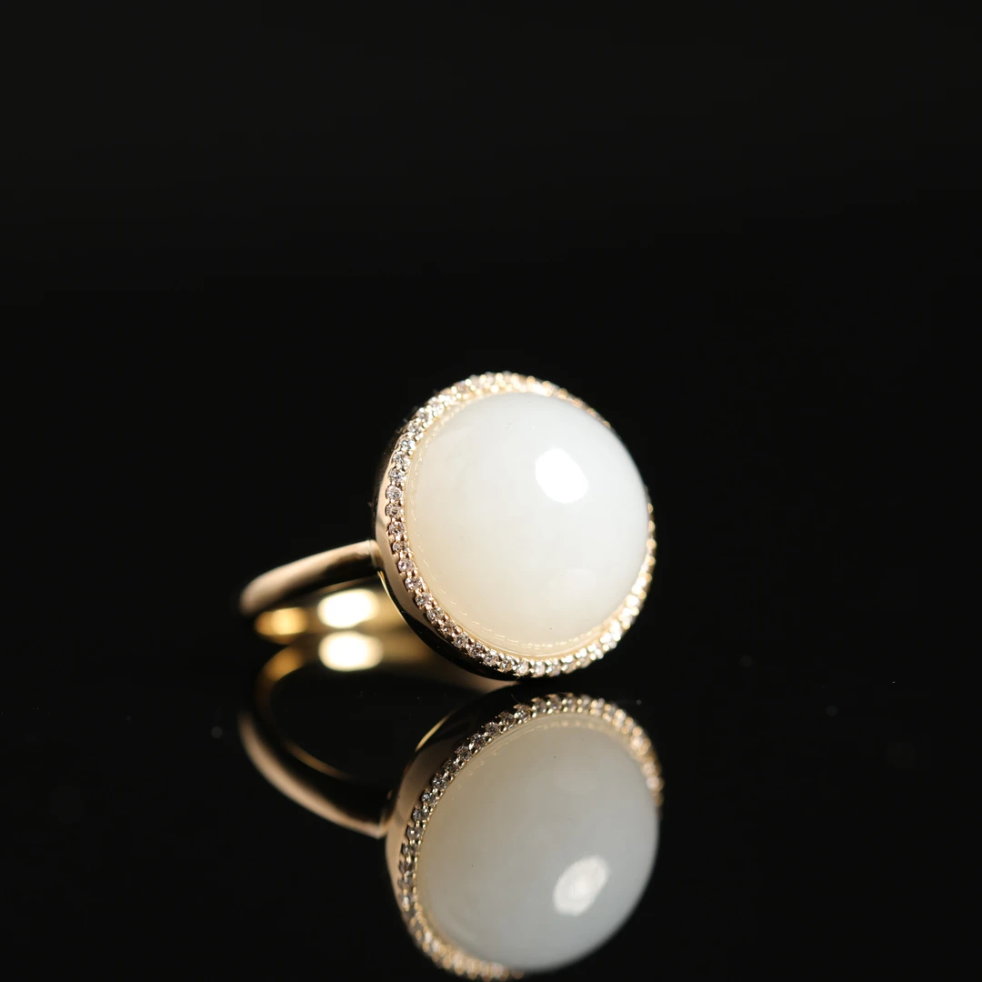 本真 | 余霞 | 严选精品和田玉顶俄白玉戒指备注圈口