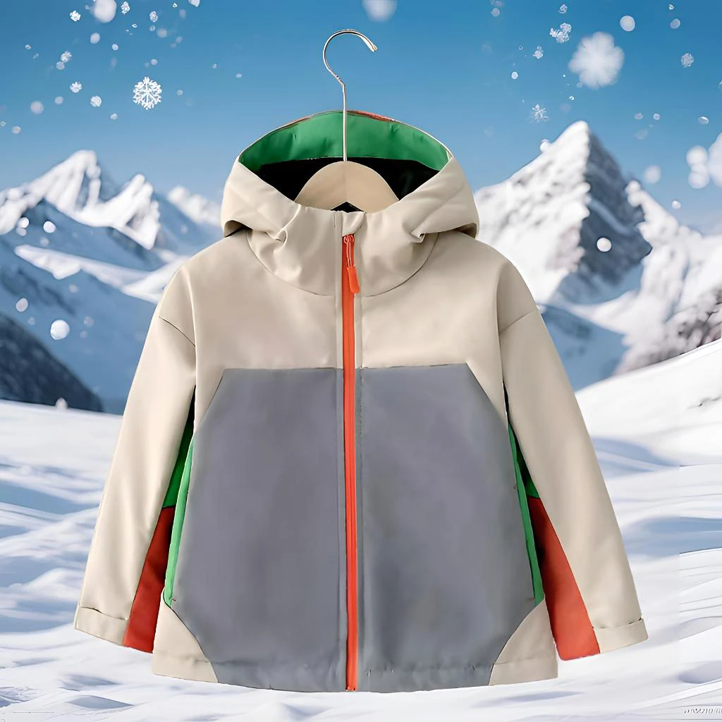 2719（三防加厚棉服）儿童棉衣！冬季保暖防风防水防雪 拼色棉袄外套