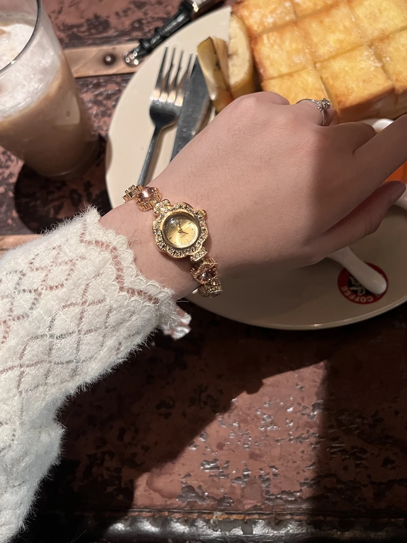 【野蔷薇】严选桃花手链手表女小巧气质高级感粉钻轻奢复古风新款