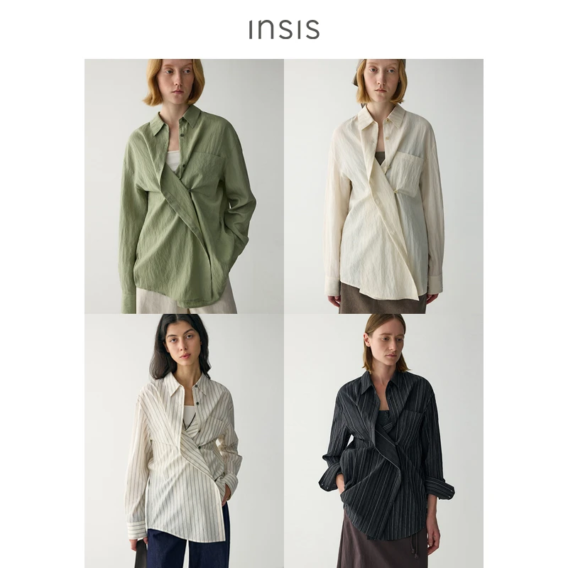 INSISFEMME两穿式飘带基础衬衫