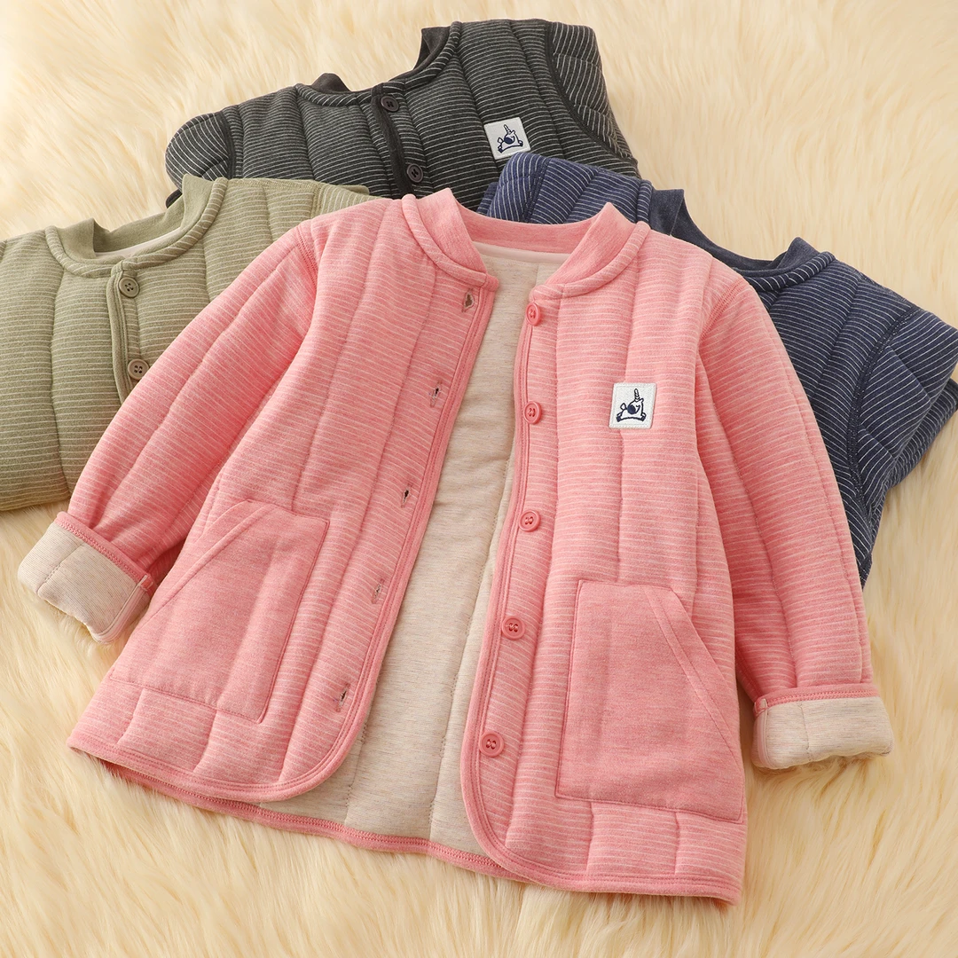 夹棉加厚儿童棉袄外套保暖上衣男童棉衣女童加绒棉服冬季校服神器