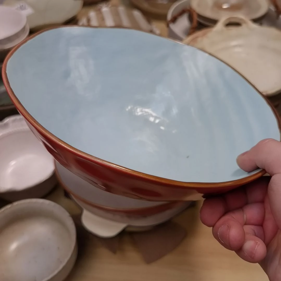 瓷片微瑕糖果色汤碗两个一组