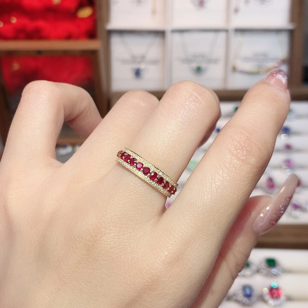 18K金镶嵌戒指红宝石0.655ct/天然宝石/七天无理由