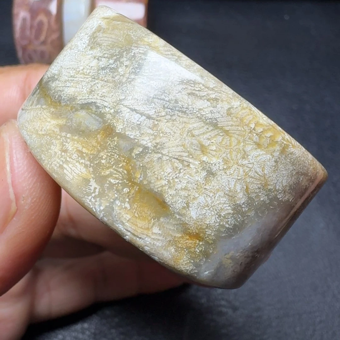 硅化玉纯天然色有机玉石保真色手镯芯未镶嵌