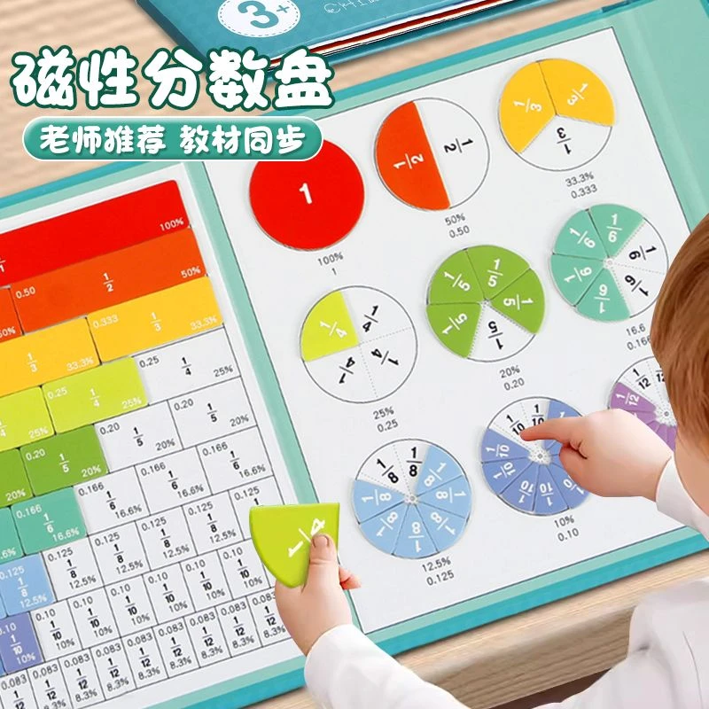 圆分解块学习盘磁性分数教具演示器加减小学三年级分数的初步认识