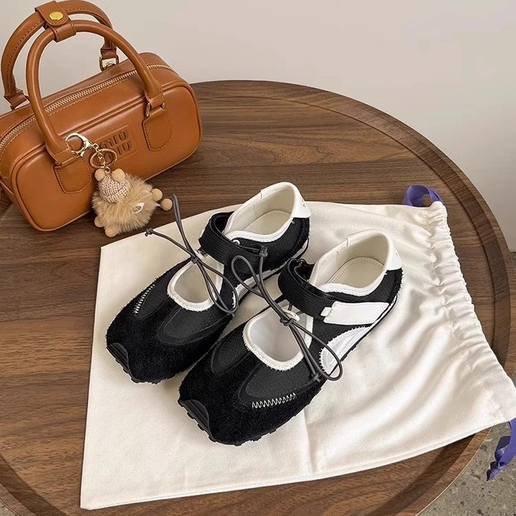 羊皮版~新款丑萌运动机能风玛丽珍凉鞋女休闲百搭时尚芭蕾舞单鞋