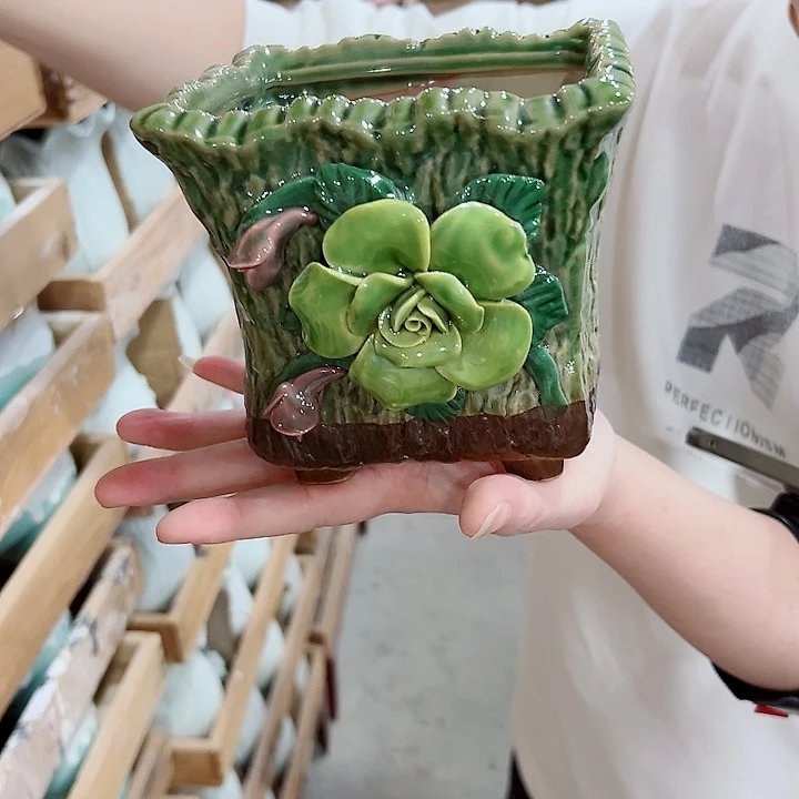 有孔.凑满10元发货多肉陶瓷花盆！