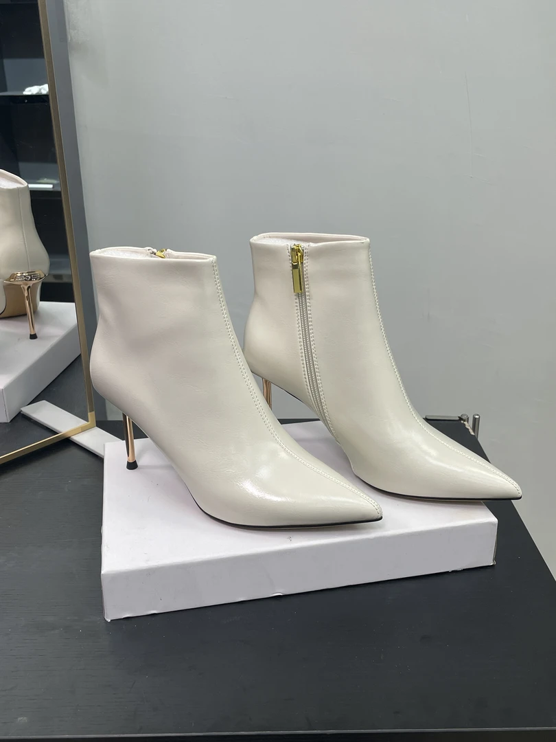 （7.5厘米）6620米色细跟高跟鞋短靴