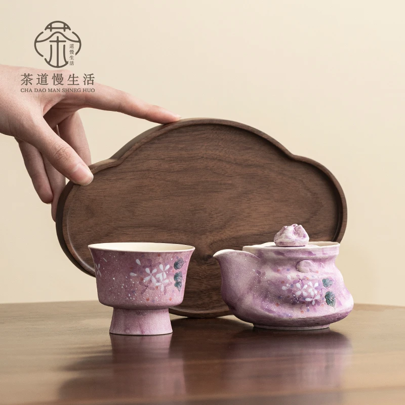 一人饮精致高颜值年轻人女士茶具办公室个人专用手绘陶瓷茶壶茶杯