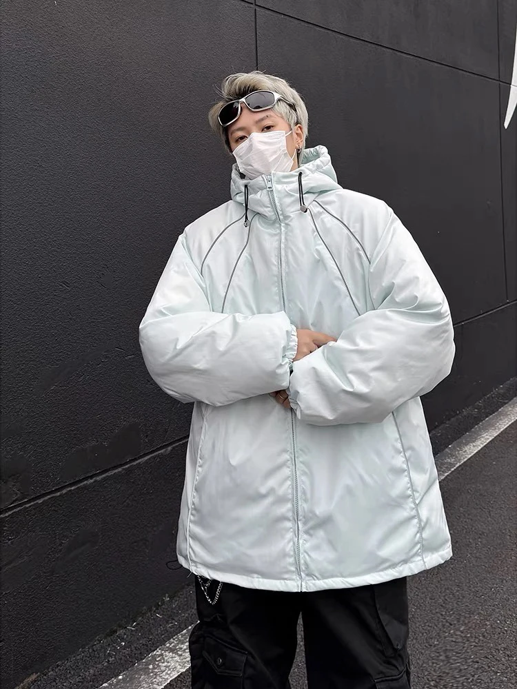 17潮牌冬季加厚连帽棉服男女复古街头宽松情侣百搭保暖棉衣