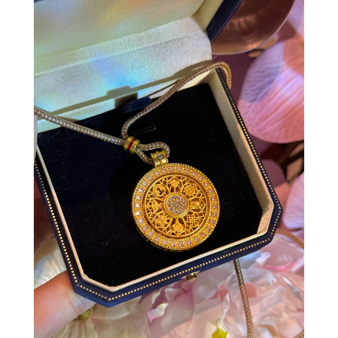 铜合金项链 法式精致八宝罗盘项链 P0599