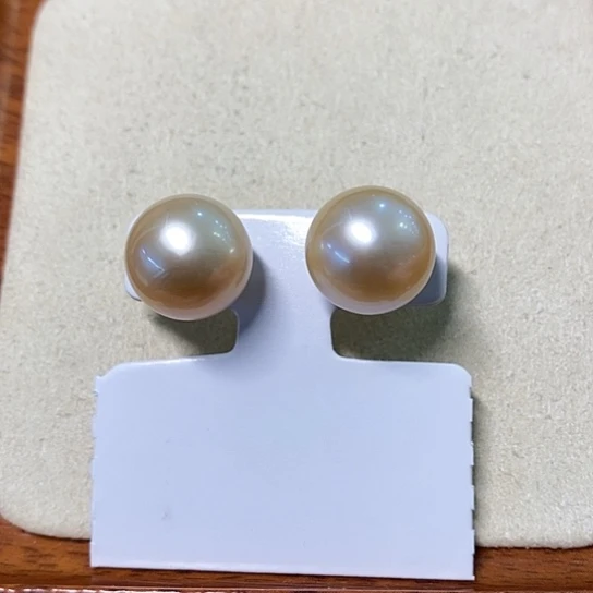 海水珍珠耳饰银S925镶嵌12.2