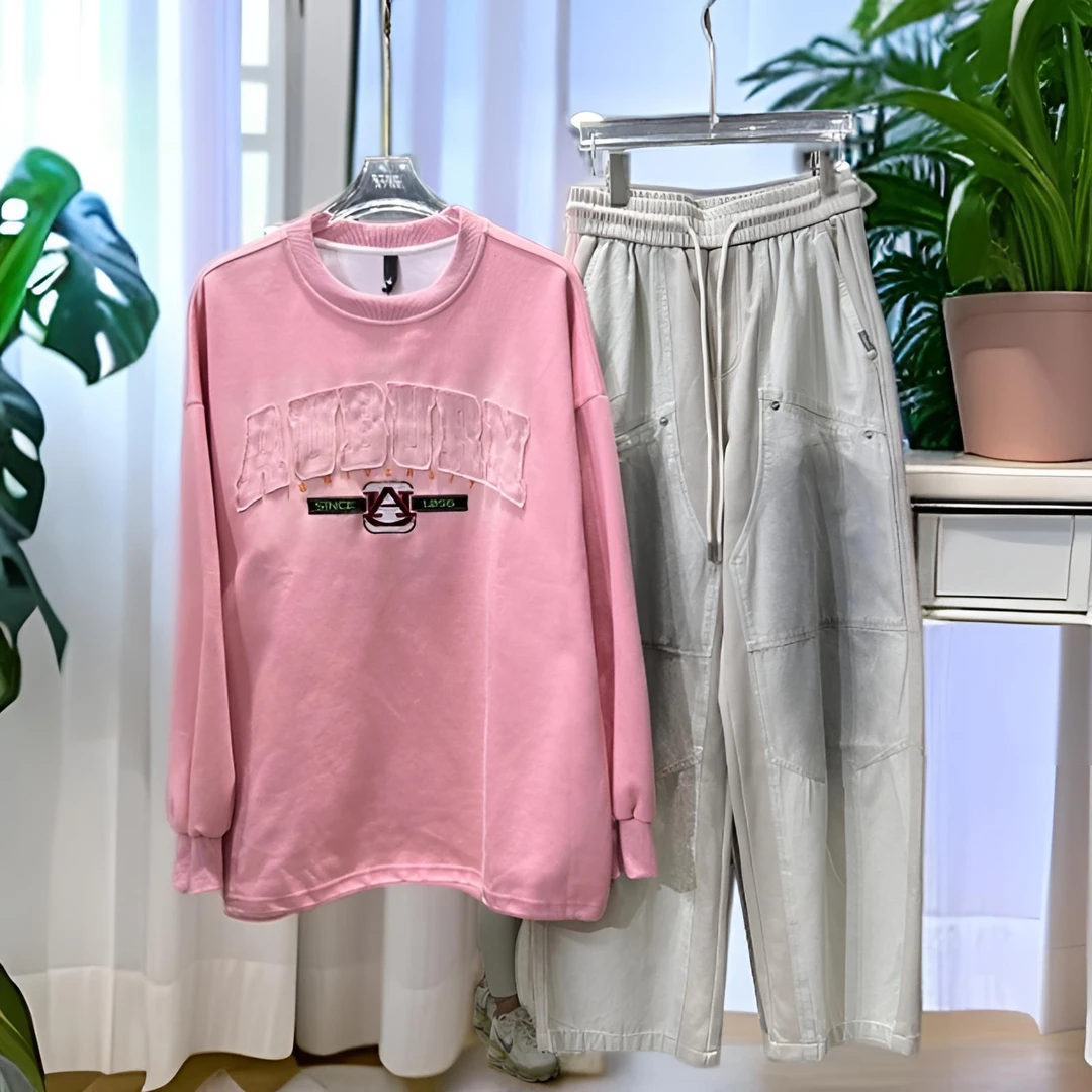 2025男新款休闲T恤秋冬宽松圆领长袖减龄