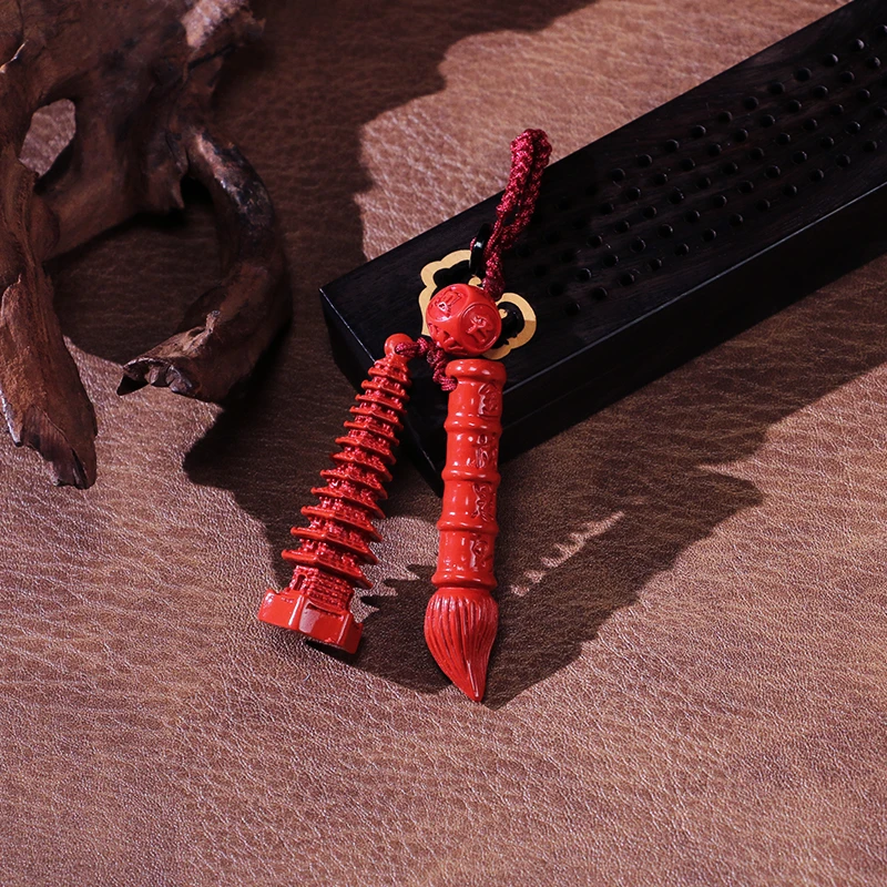 含辰砂工艺品【高纯朱砂】朱砂文昌塔挂件（多样性发其一）