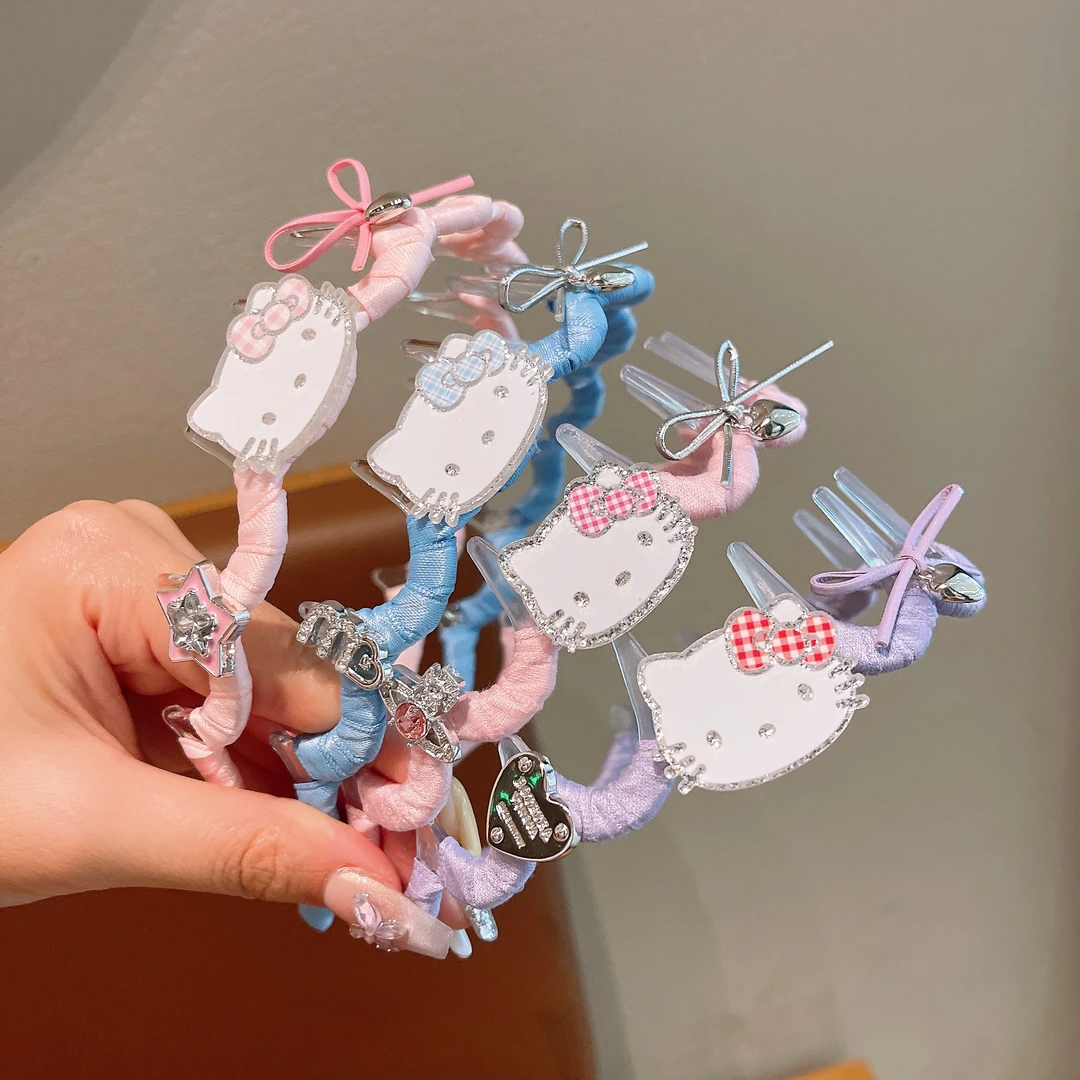 女童可爱卡通KT猫发箍高颅顶带齿波浪洗脸发卡甜美少女头饰发饰