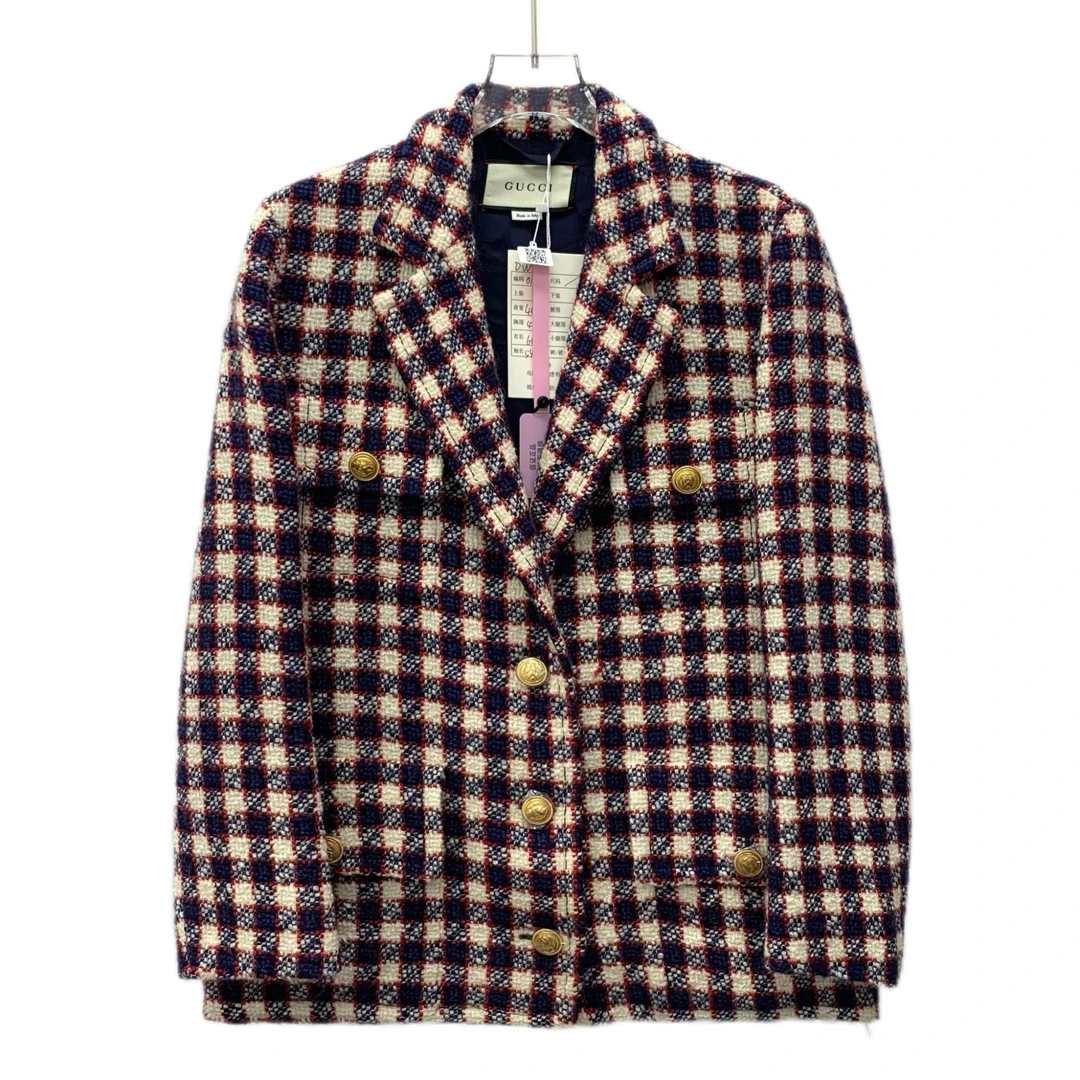 95新 GUCCI/古驰 DW0125  编织翻领单排扣长袖西装外套 95新