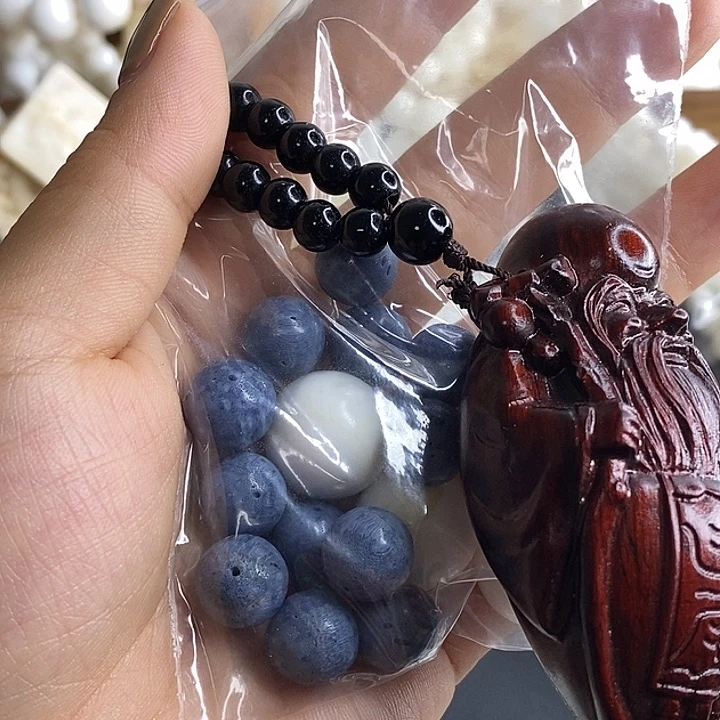手串/手链贝壳杺花梨木,蓝,单圈