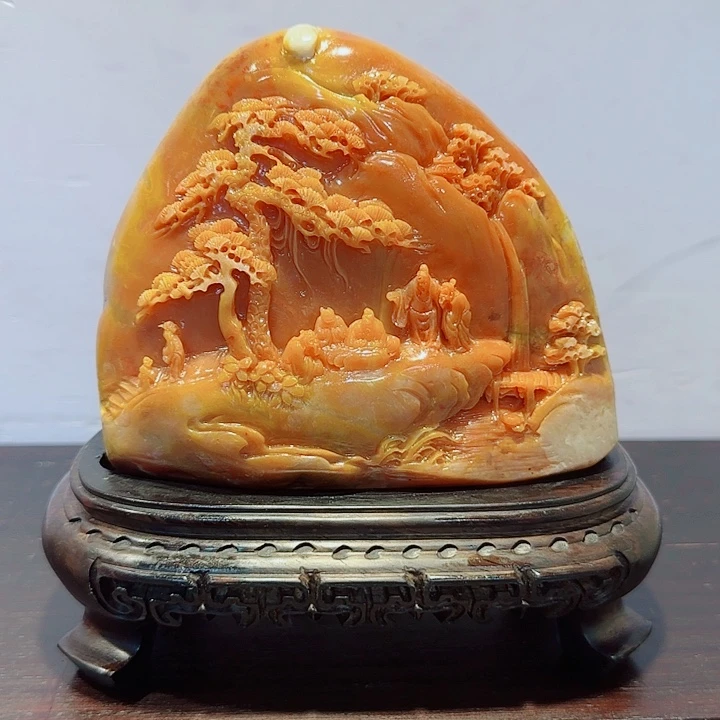 M***g石材昌化田黄摆件精品