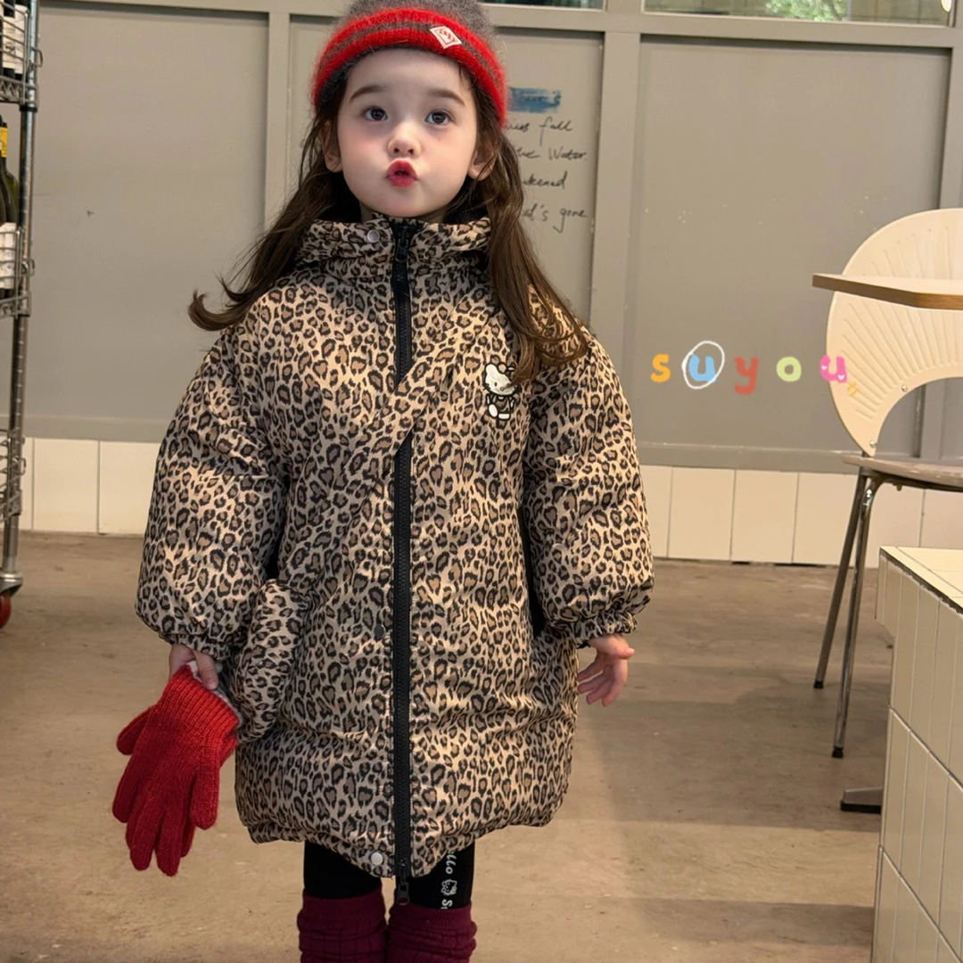 金色童年秋冬款男女童加厚洋气韩版两面穿中长款时尚厚外套连帽