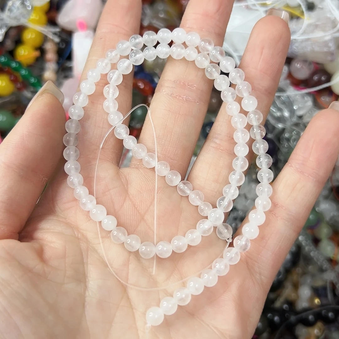 玛瑙/玉髓未镶嵌珠宝半成品，卡4奶白水晶一条