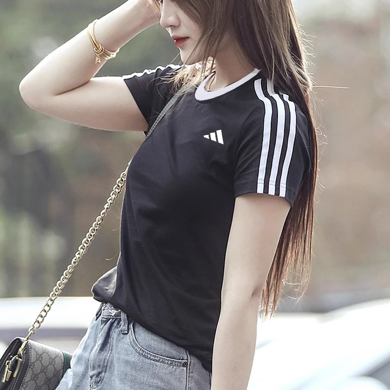 黑色短袖女Adidas阿迪达斯DANCE TEE1休闲圆领T恤透气半袖 JY7612