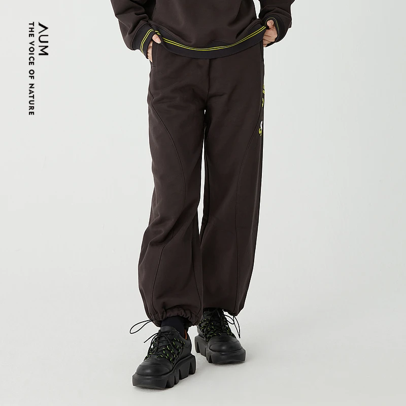 AUM噢姆秋季户外情侣抽绳美式宽松保暖防风束脚女休闲裤M1DE10095