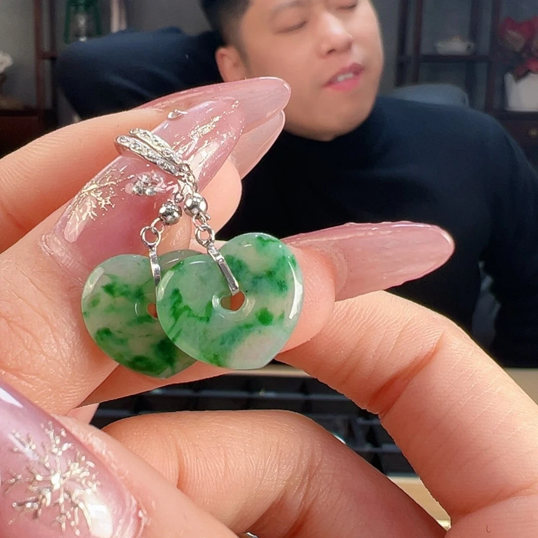 翡翠耳饰18K金镶嵌耳环37