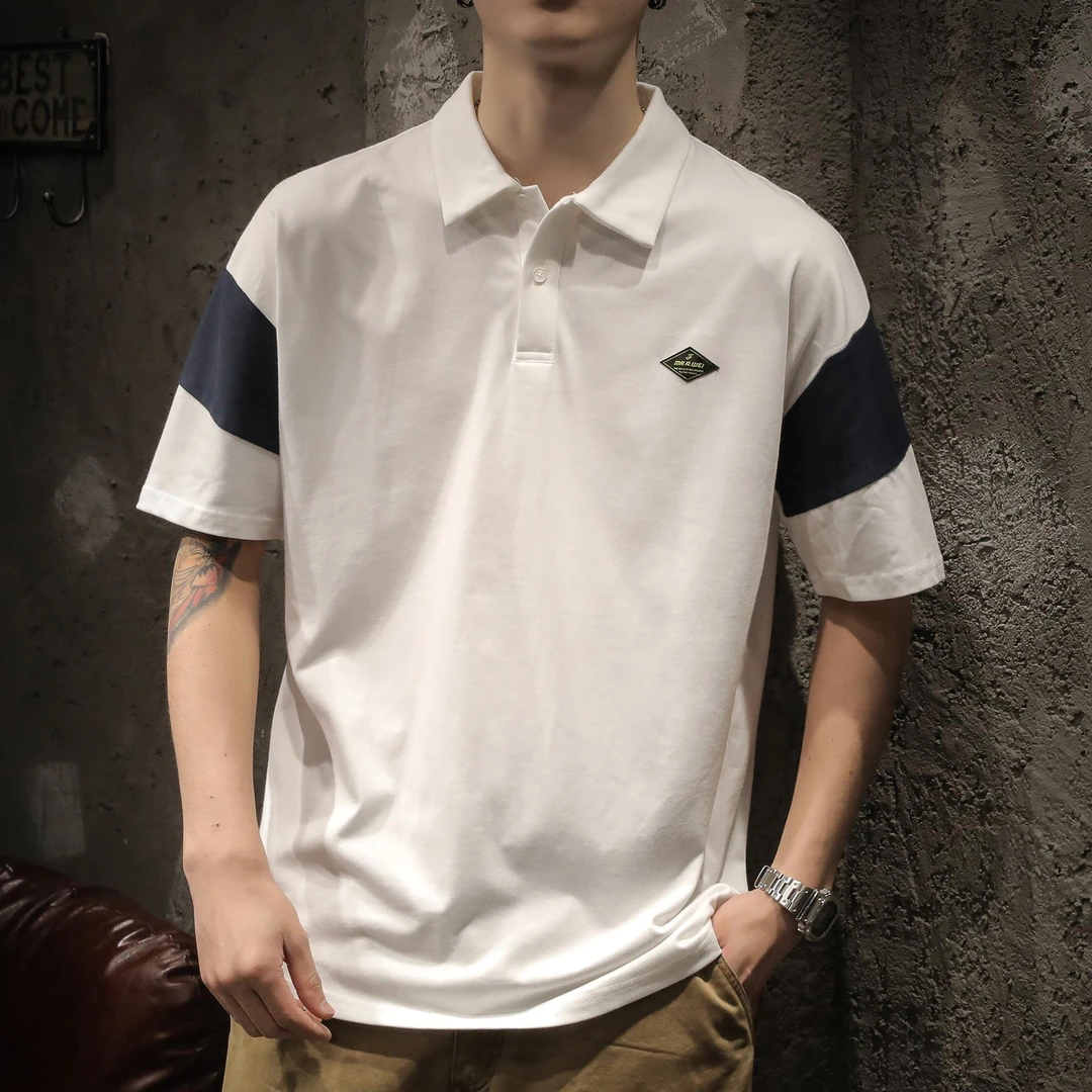 杜拉妮美式重磅polo衫男纯T恤短袖宽松大码夏季休闲翻领半袖上衣