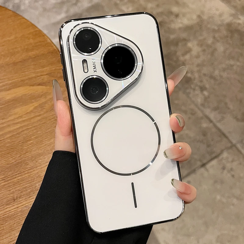 适用华为pura70pro手机壳镭射细圈磁吸pura80pro奢华mate70/60pro