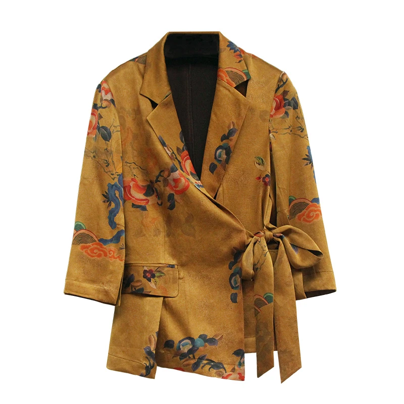 SUOER/娑尔100桑蚕丝水墨画重磅外套SF3WY00402