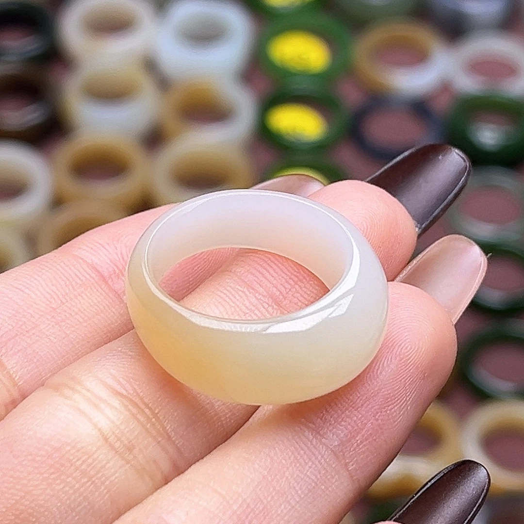 和田玉未镶嵌戒指18.2糖白馒头戒