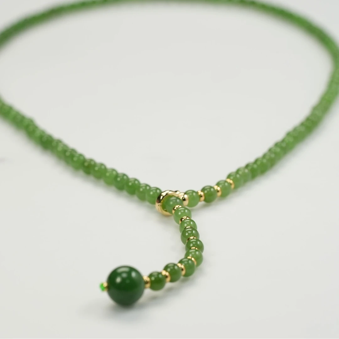 【人民严选文创】和田玉碧玉珠串-6mm108颗无黑点-多样性发其一