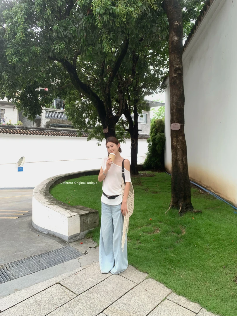 DOU×【经久不衰】夏季新款韩版时尚显瘦百搭高腰薄款直筒阔腿牛仔裤