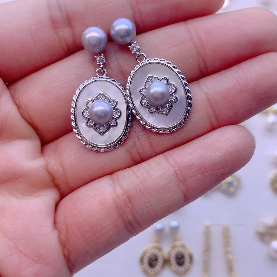 合金淡水珍珠耳饰