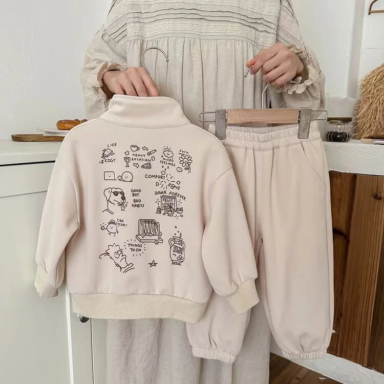 2025新款韩版洋气贴标圆领百搭卫衣套装