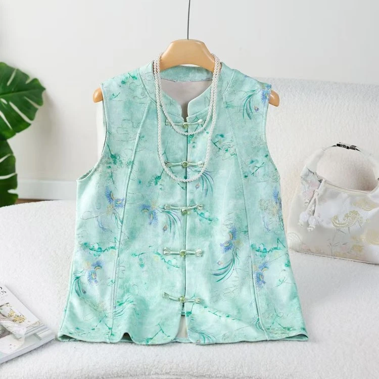 春秋新中式马夹宽松中国风马甲2025新款女款女士百搭立领文艺