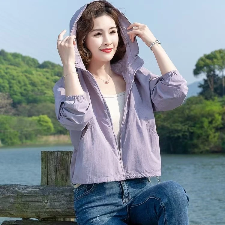 2025新款女装双拉链户外外套休闲夹克防晒冲锋衣时尚夏季爆款轻薄