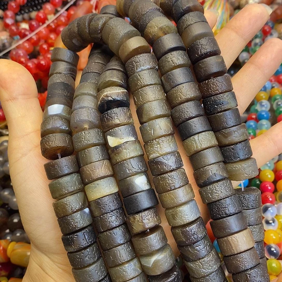 合金玛瑙/玉髓珠宝半成品橘皮垛珠一条