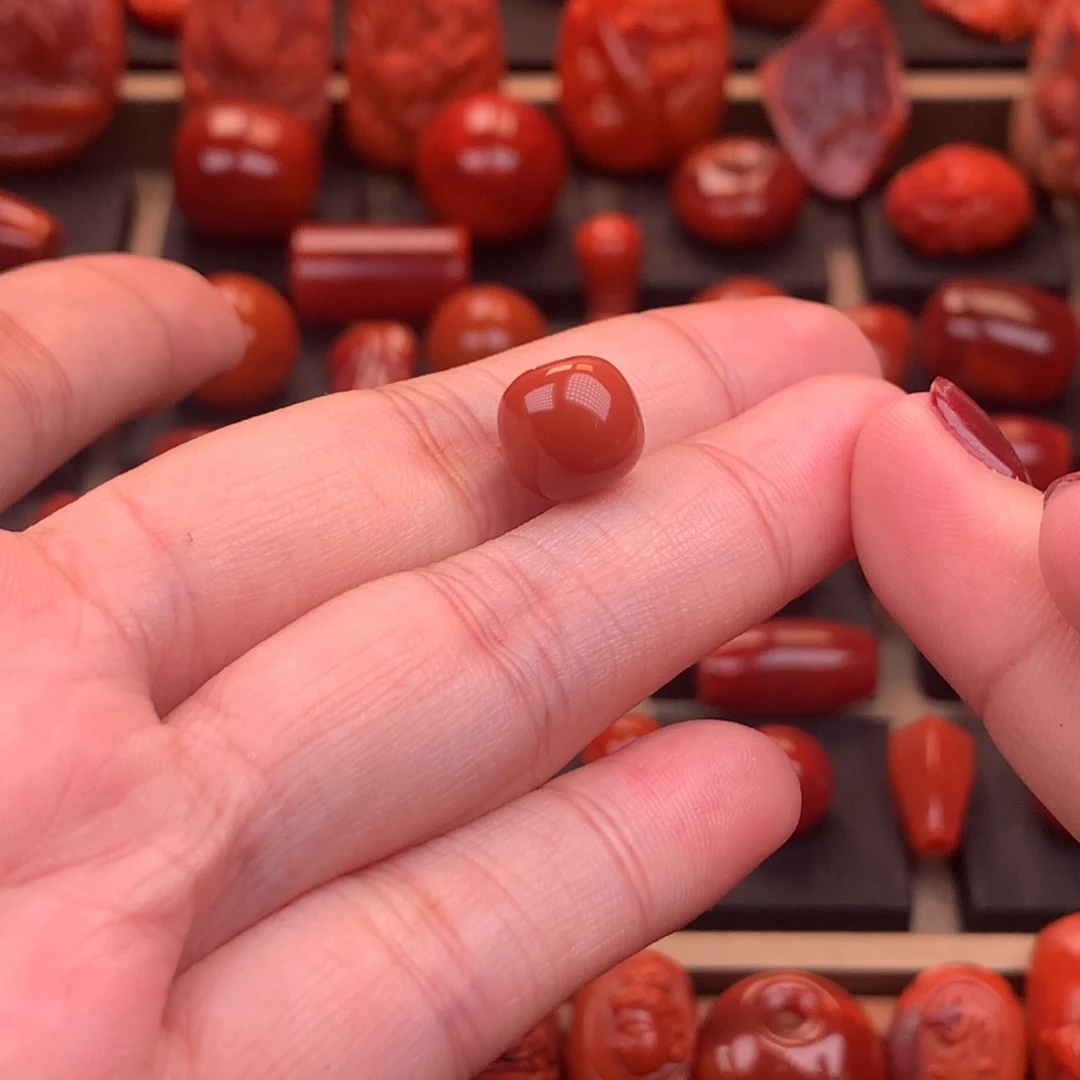 南红玛瑙未镶嵌原矿老型单珠10mm