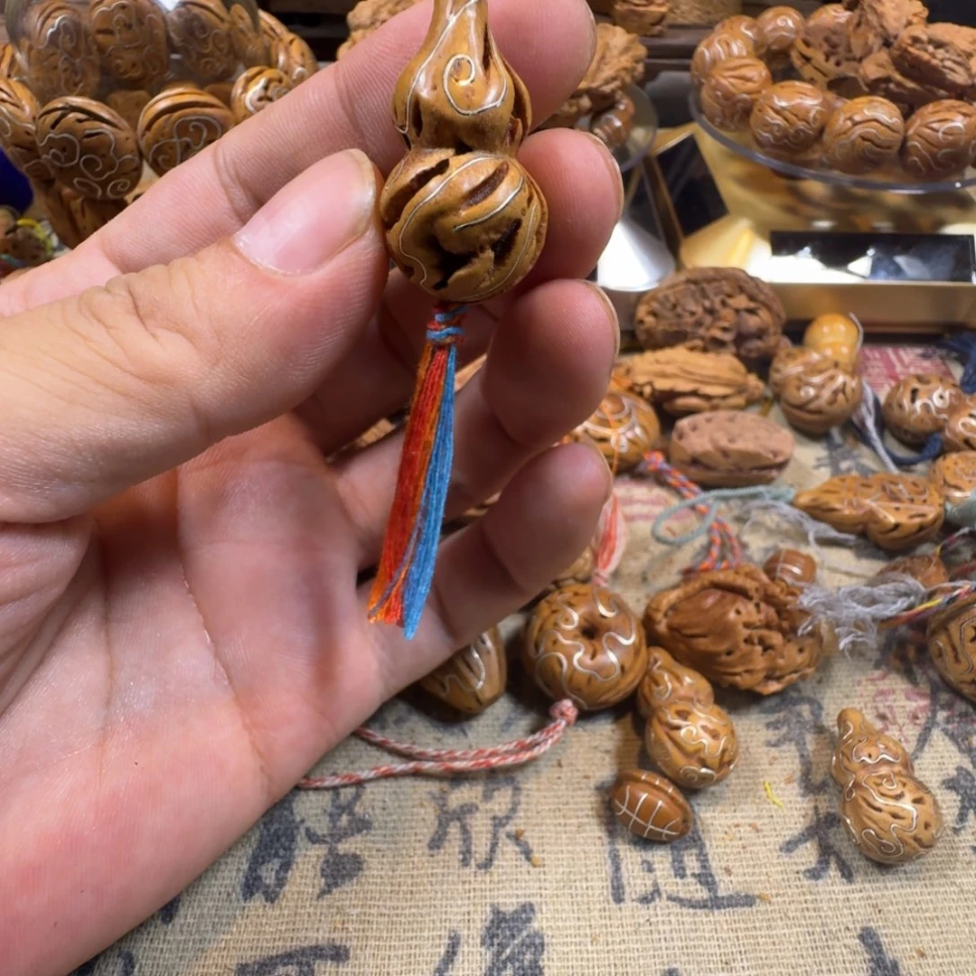 手串/手链核桃桃核雕刻挫银葫芦11
