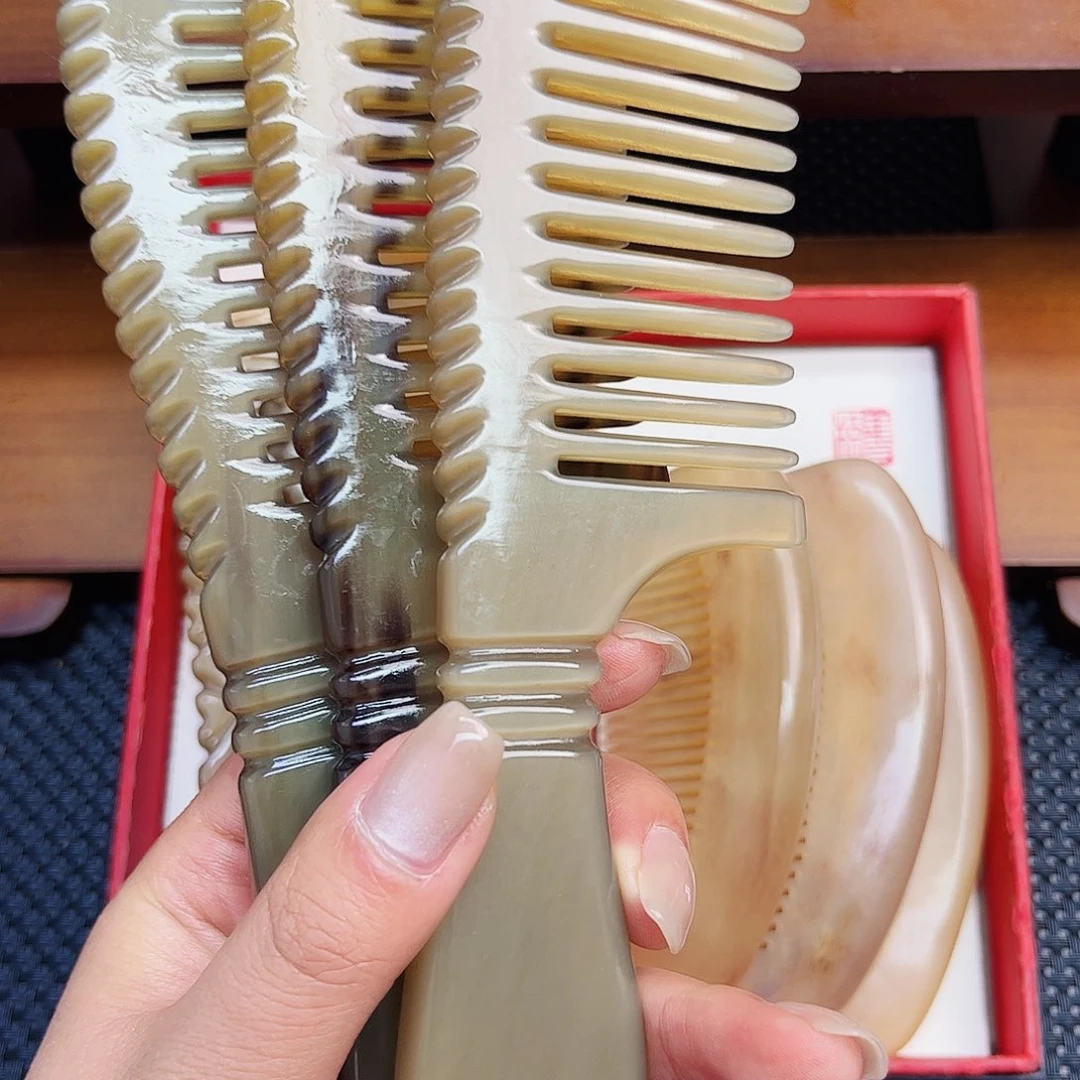 纯牛角手工制作牛角梳