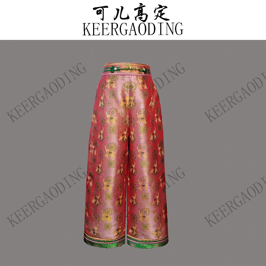 【可儿•高定】非遗蜀锦高端新中式设计师款直筒阔腿裤WJ-6805
