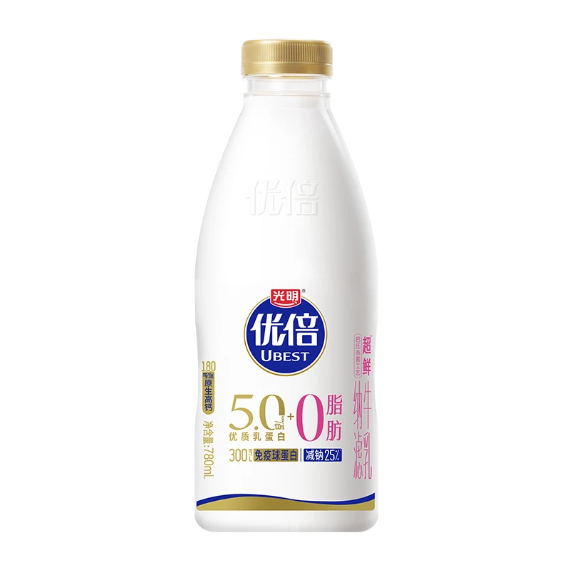 【脱脂】光明优倍5.0超鲜0脂肪牛乳780ml/瓶