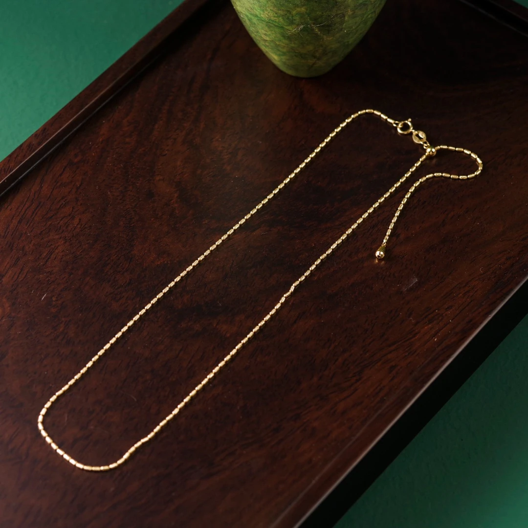 【意婵】《美人链》（总长约50cm）18k金项链精工抽拉万能链-900284