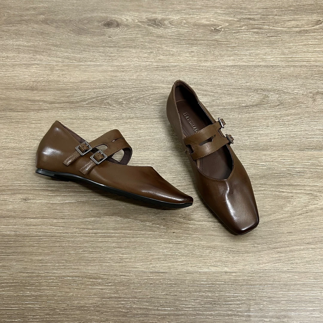 Dannyfrey头层牛皮秋季新款小众设计感皮带扣内增高玛丽珍鞋3.5CM