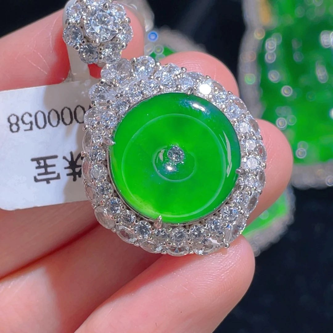 翡翠吊坠(不含链)银S925镶嵌