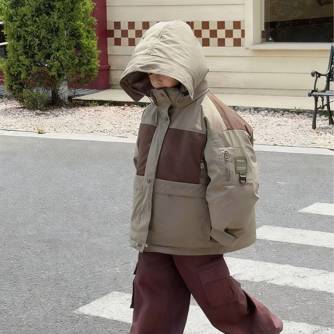 【小哥童装】男童冬款拉链男连帽夹克工装外套时尚户外风中大童8812